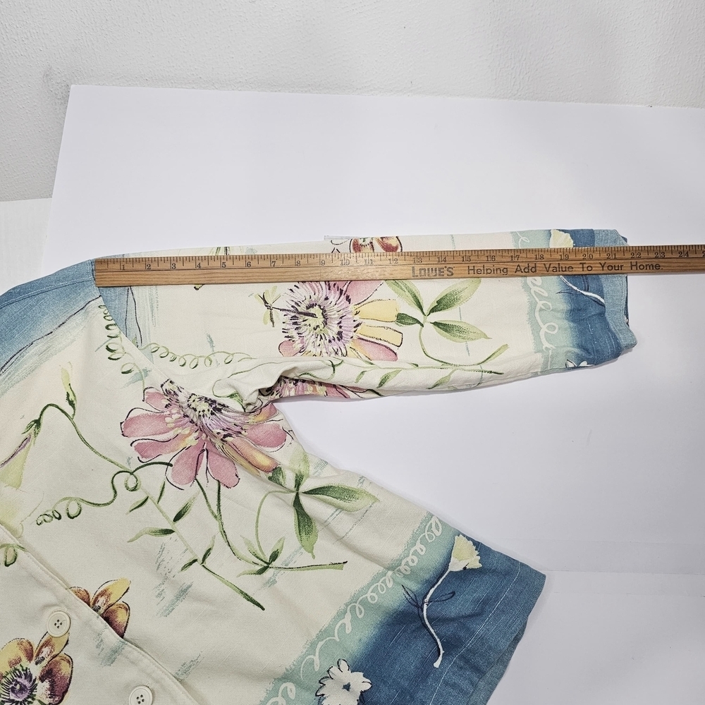 TOUCH BLUE-Floral Print Women's Jacket - Blue and White - Picture 2 of 12